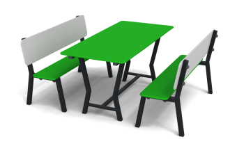 Komplet dwóch ławek i stół metalowy HDPE