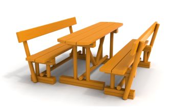 Komplet dwóch ławek i stół
